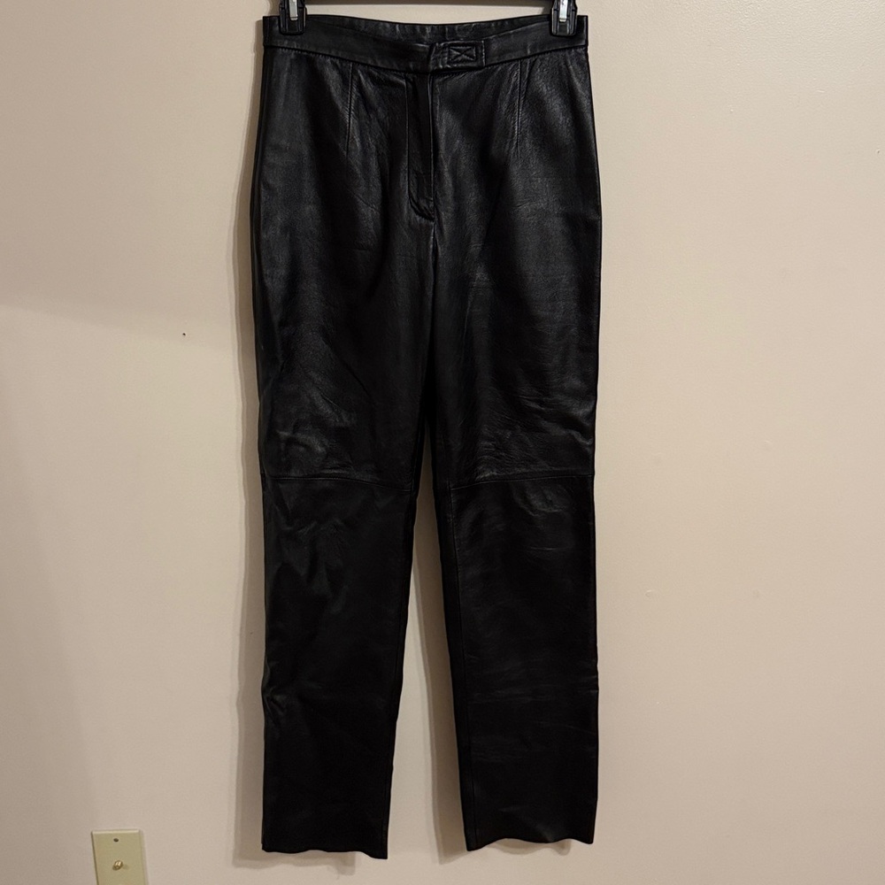 Jacqueline Ferrar Black Genuine Leather Pants Women's‎ Size 8 Goth Punk Emo Rock